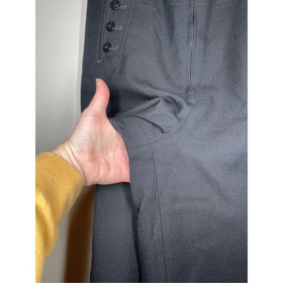 Vintage Navy Wide Leg Sailor Flared Black Zipper Front Pants size 30L - Picture 7 of 15